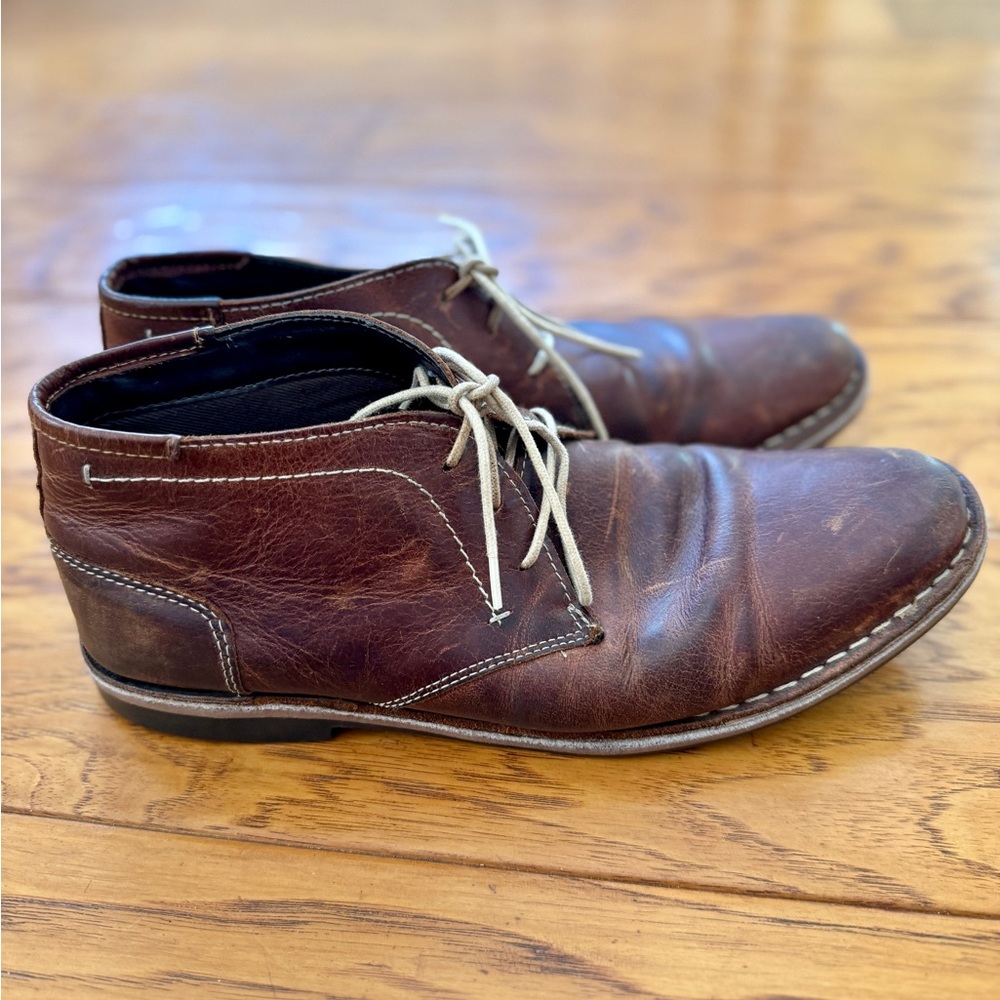 STEVE MADDEN Harken Brown Leather Chukka Boots Men's 10 Distressed Lace Up Shoes - Picture 5 of 15